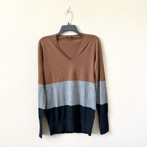 Ann Taylor Color Block V Neck Sweater Top